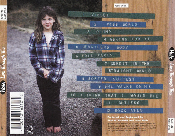 Image of Back Cover of CD - NEW - HOLE, Live Through This (Geffen Records; GED 24631, Europe Reissue, Jewel Case), ,  - 4436130E