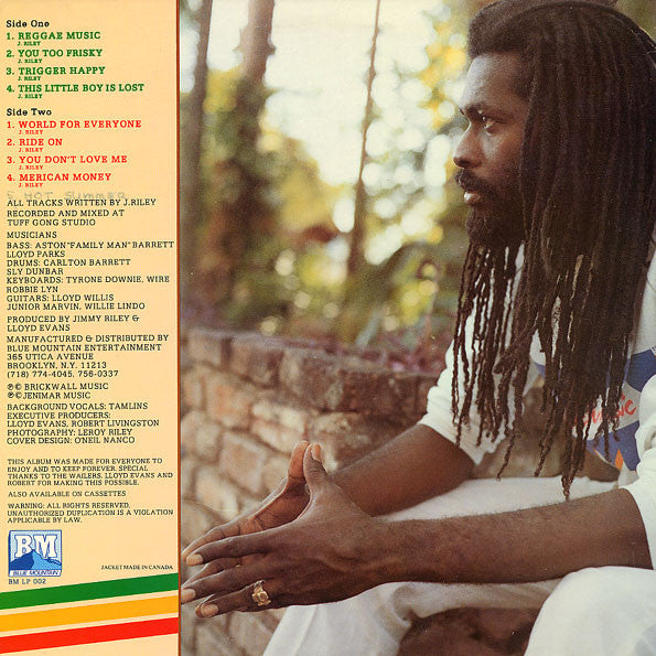 Image of Back Cover of LP - VG/G+ - JIMMY RILEY, World For Everyone (Blue Mountain Records; BM LP 002, US 1985), Light marks on vinyl, plays VG,  - 4446212S