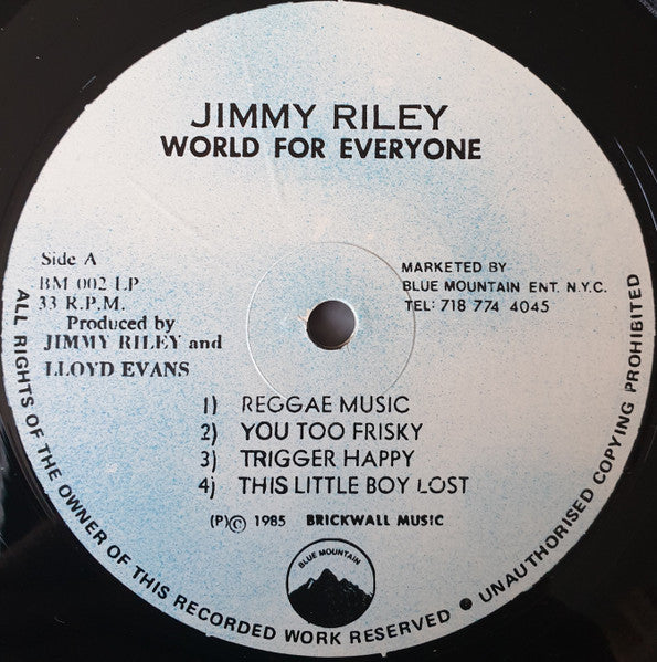 Image of Label Cover of LP - VG/G+ - JIMMY RILEY, World For Everyone (Blue Mountain Records; BM LP 002, US 1985), Light marks on vinyl, plays VG,  - 4446212S