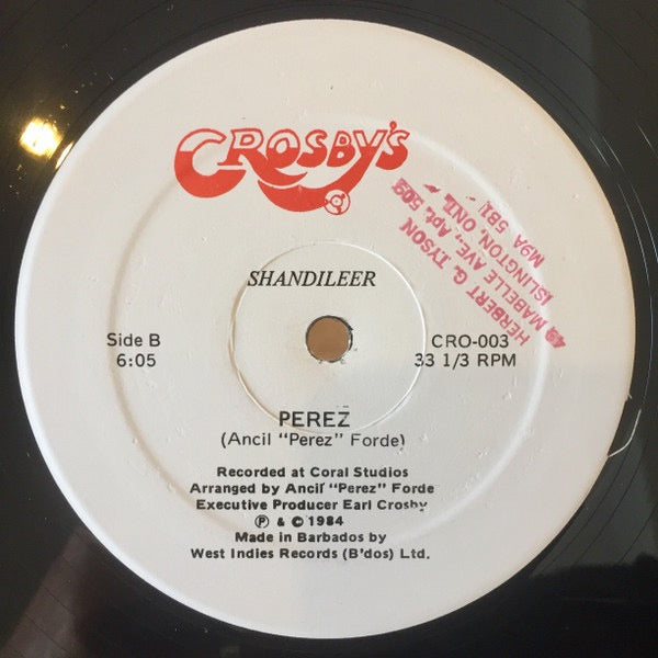 Image of Back Cover of 12" - VG/VG - SHANDILEER, Luv-Up (Crosby's; CRO-003, Barbados 1984, Company Sleeve), WOL,  - 446179S