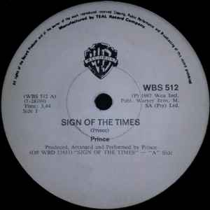 Image of Front Cover of 7" - /VG+ - PRINCE, Sign 'O' The Times / La, La, La, He, He, Hee (Warner Bros. Records; WBS 512, Zimbabwe 1987), Lightest hairlines.,  - 4426164E