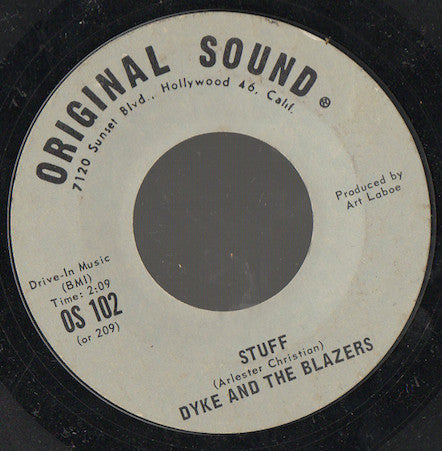 Image of Front Cover of 7" - /VG - DYKE AND THE BLAZERS, Stuff / The Wobble (Original Sound; OS 102, US 1971), Light marks.,  - 4426168E