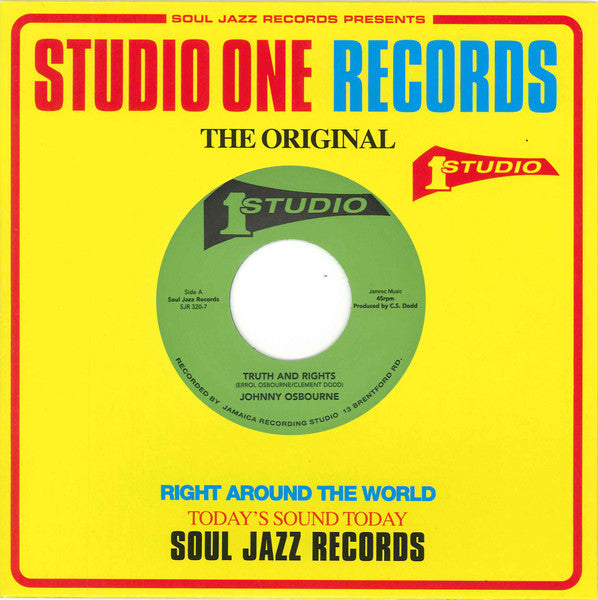 Image of Front Cover of 7" - VG/VG+ - JOHNNY OSBOURNE / PRINCE JAZZBO, Truth And Rights / Crabwalking (Studio One; SJR 320-7, UK 2015, Company Sleeve, Remastered), SWOL. WOC.,  - 4426275E