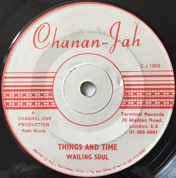 Image of Front Cover of 7" - /VG - WAILING SOULS, Things And Time (Chanan-Jah; C J 1002, UK 1977, Solid Centre), SWOL,  - 4426280E