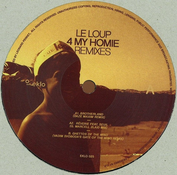 Image of Front Cover of 12" - /G+ - LE LOUP, 4 My Homie Remixes (Eklo; EKLO 025, France 2013), Some notable marks on both sides, A1 Brotherland (Daze Maxim's Remix)A2 R�verie (G. Marcell 2 Laid Mix)B1 Ghettos Of The Mind (Vadim Svoboda's Gate Of The Mind Remix) - 4416587C