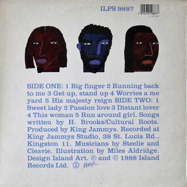Image of Back Cover of LP - VG/VG - CULTURAL ROOTS, Running Back To Me (Mango; ILPS 9887, UK 1988), Sticker Damage To Sleeve,  - 4446276S