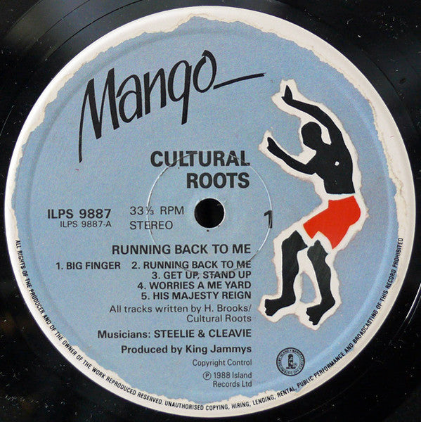 Image of Label Cover of LP - VG/VG - CULTURAL ROOTS, Running Back To Me (Mango; ILPS 9887, UK 1988), Sticker Damage To Sleeve,  - 4446276S