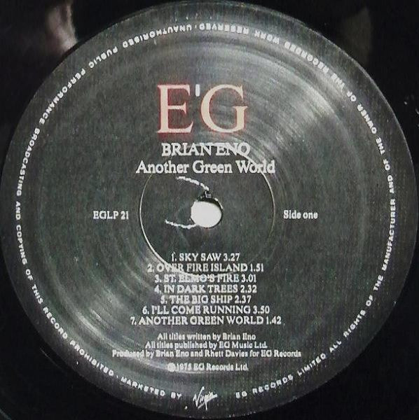 Image of Label Cover of LP - VG/VG - ENO, Another Green World (EG; EGLP 21, UK 1986 Reissue), A few light hairlines only. Sleeve has some small creases along the spine, vague hint of ringwear, tiny sticker removal tear. ,  - 4426125E