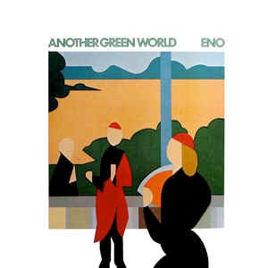 Image of Front Cover of LP - G+/VG - BRIAN ENO, Another Green World (Island Blue & Orange; ILPS 9351, UK 1975, Company Inner, Original UK issue), Light hairlines. Sleeve has frayed spine, staining and discolouration,  creases. Bottom of inner has split. ,  - 3026178E