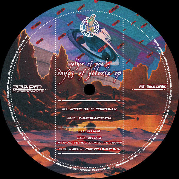 Image of Label Cover of 12" EP - /VG+ - MOTHER OF PEARLS, Dunes Of Gelexia EP (Gunfinger Food ; GUNFNGR003, UK 2021), Hi-tempo electro / breakbeat / trancey acid, Hi-tempo electro / breakbeat / trancey acid - 4426307E