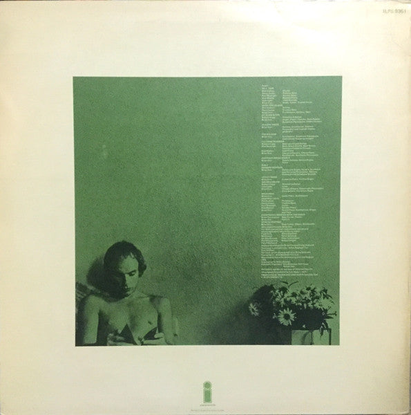 Image of Back Cover of LP - G+/VG - BRIAN ENO, Another Green World (Island Blue & Orange; ILPS 9351, UK 1975, Company Inner, Original UK issue), Light hairlines. Sleeve has frayed spine, staining and discolouration,  creases. Bottom of inner has split. ,  - 3026178E