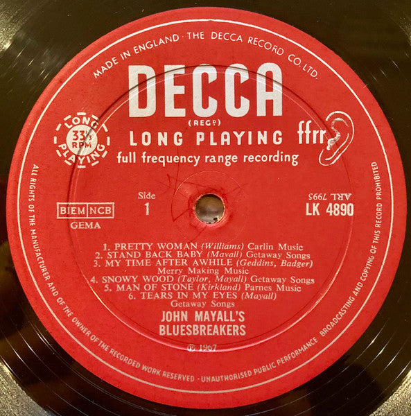 Image of Label Cover of LP - VG/G+ - JOHN MAYALL, Crusade (Decca Red Unboxed; LK4890, UK 1967, Laminated Front Sleeve, Mono), Writing/tippex on sleeve rear. ,  - 2726362E