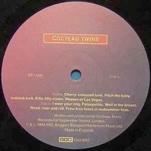 Image of Label of 3814615C: LP - COCTEAU TWINS, Heaven Or Las Vegas (4AD; CAD 0012, UK 1990, Inner) Very strong VG, glossy and clean vinyl, sleeve in very nice shape, as is inner.  VG/VG