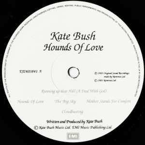 Image of Label Cover of LP - VG/VG - KATE BUSH, Hounds Of Love (EMI; KAB1, UK 1985, Inner & Merch Insert, Townhouse Mastering), Hairlines, foxing / discolouration of white areas of cover,  - 2846028S