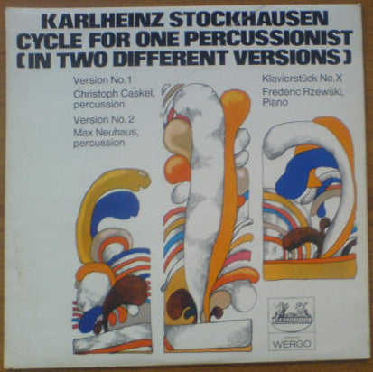 Image of Front Cover of 4024003E: LP - CHRISTOPH CASKEL AND MAX NEUHAUS, Stockhausen: Cycle for One Percussionist (Wergo; 2549 016, UK 1970s)   VG+/VG+