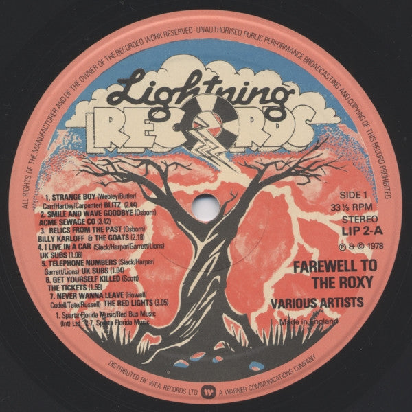 Image of Label Cover of 5144341S: LP - VARIOUS, Farewell to the Roxy (Lightning; LIP 2, UK 1978)   VG/VG