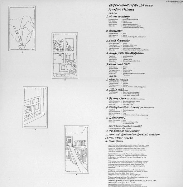 Image of Back Cover of 4444266S: LP - BRIAN ENO, Before and After Science (Polydor; 2302 071, UK 1977, Portfolio Of 4 Prints) Ring Wear  VG/VG