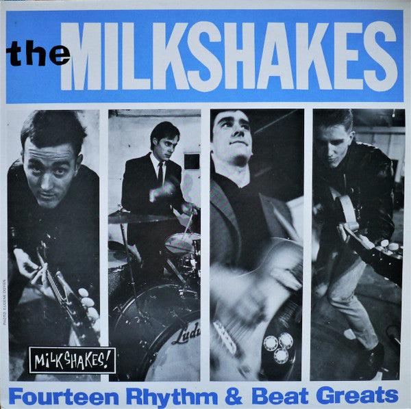 Image of Front Cover of 3824131E: LP - THE MILKSHAKES, Fourteen Rhythm & Beat Greats (Big Beat; NED 4, UK 1982, Mono) Sleeve has a couple of dented corners, some staining. Vinyl has a few light marks only.  VG/VG