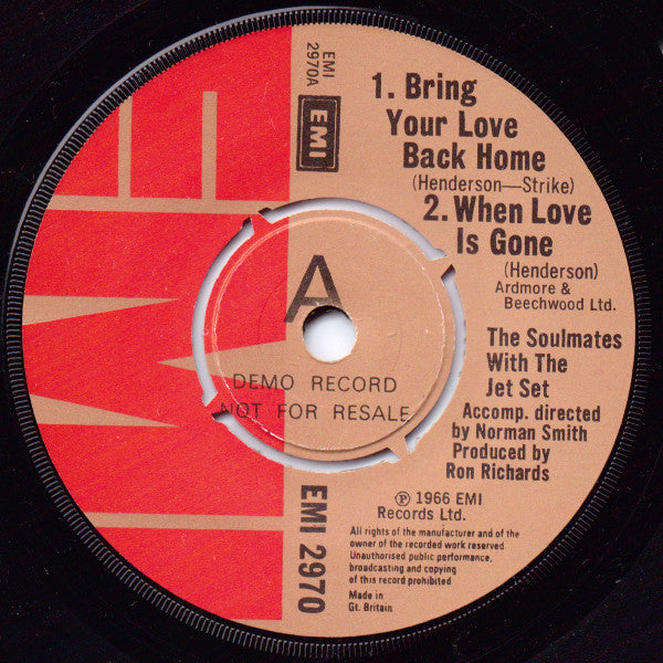 Image of Label Cover of 7" EP - VG/VG - THE SOULMATES WITH THE JET SET, The Soulmates With The Jet Set (EMI; 2970, UK 1979, Promo, Picture Sleeve), Strong VG Throughout,  - 3326158E