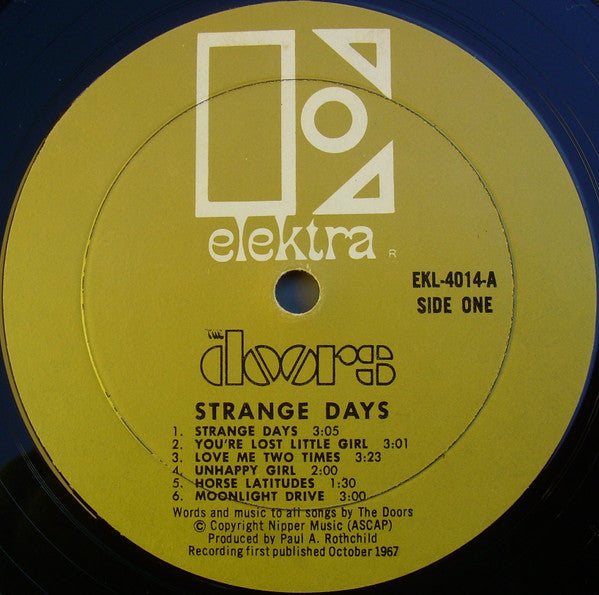 Image of Label Cover of LP - G+/G - THE DOORS, Strange Days (Elektra Gold; EKL4014, US 1967, Mono, Monarch Pressing), ,  - 3926157E