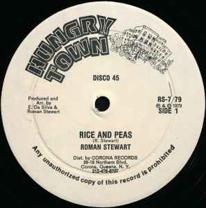 Image of Front Cover of 12" - /VG+ - ROMAN STEWART, Rice & Peas (Hungry Town; RS-7/79, US 1979), Shiny clean copy, nice labels. Reggae Disco 45 sleeve.,  - 4026237E