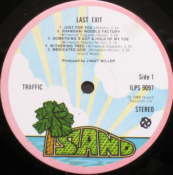 Image of Label of 3344256S: LP - TRAFFIC, Last Exit (Island Pink Rim; ILPS9097, UK 1971 Reissue, Gatefold, Stereo, 2nd Issue) Strong VG  VG/VG