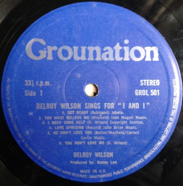Image of Label Cover of 0426189E: LP - DELROY WILSON, For I And I (Grounation; GROL 501, UK 1975, Laminated Sleeve) Lots of marks. Light background clicks throughout.  VG+/F