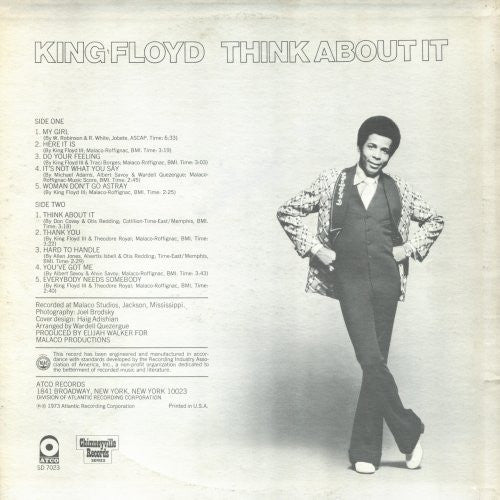 Image of Back Cover of 4224483E: LP - KING FLOYD, Think About It (Atco; SD 7023, US 1973, Presswell pressing)   VG/VG