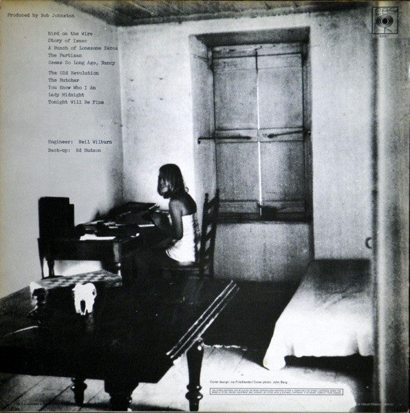 Image of Back Cover of 4625235E: LP - LEONARD COHEN, Songs From a Room (CBS Orange (33 1/3 On Label); 63587, UK 1969, Laminated Front Sleeve, Stereo, Stranger Music Publishing Credit)   VG/G+