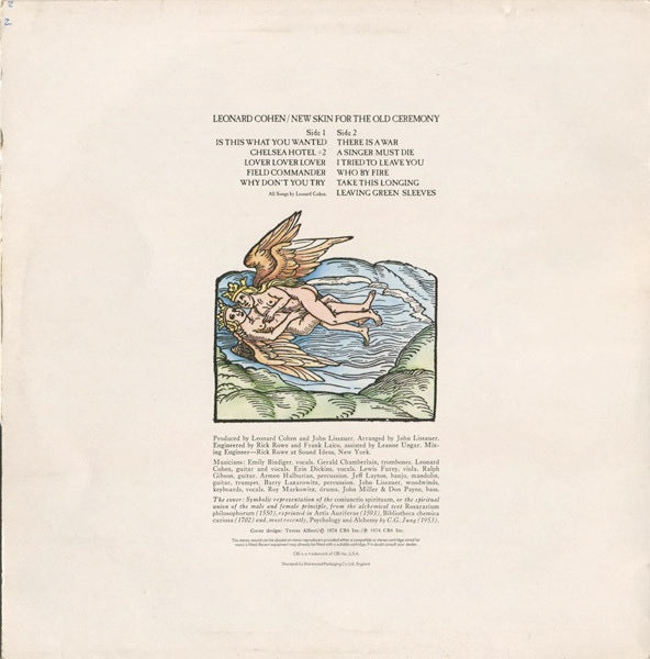 Image of Back Cover of LP - VG/VG - LEONARD COHEN, New Skin for the Old Ceremony (CBS Orange (33 1/3 On Label); 69087, UK 1974), Strong VG,  - 3316530C
