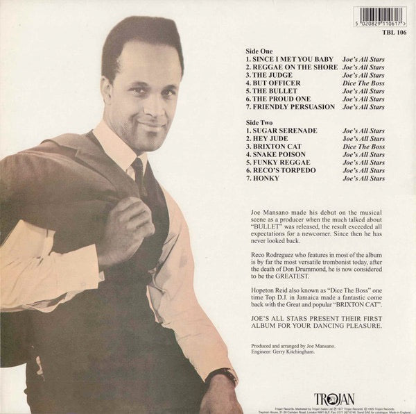 Image of Back Cover of LP - EX/VG+ - JOE'S ALL STARS / DICE THE BOSS, Brixton Cat (Trojan Records; TBL 106, UK 1995 Reissue), Lovely copy, EX all around.,  - 1516117C