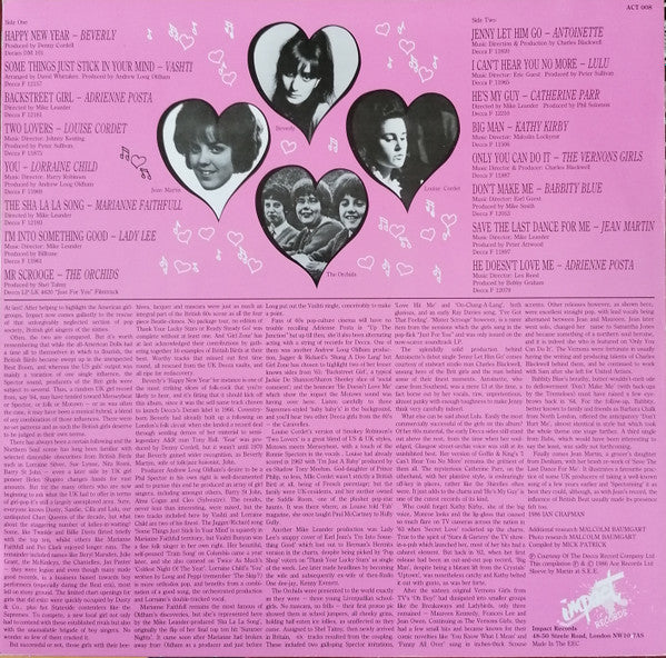 Image of Back Cover of 3825107E: LP - VARIOUS, Girl Zone (Impact; ACT008, UK 1986, Mono)   VG+/VG+