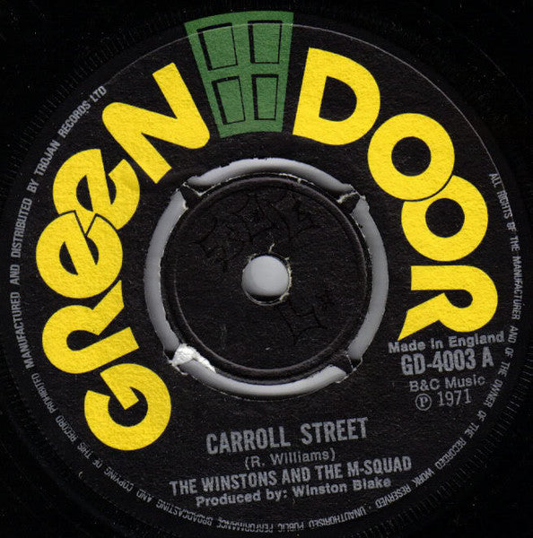 Image of Front Cover of 7" - /VG+ - WINSTONS & THE M-SQUAD, Carroll Street (Green Door; GD 40003, UK 1971), ,  - 2456061S