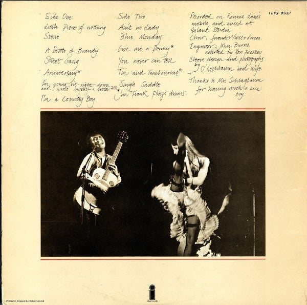 Image of Back Cover of LP - VG/VG - RONNIE LANE, Ronnie Lane's Slim Chance (Island Pink Rim; ILPS9321, UK 1975, Gatefold), Strong VG Throughout, Island inner,  - 3816101C