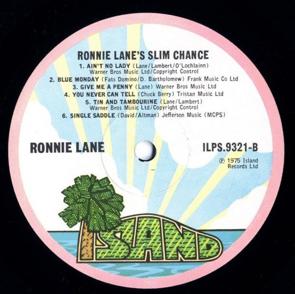 Image of Label Cover of LP - VG/VG - RONNIE LANE, Ronnie Lane's Slim Chance (Island Pink Rim; ILPS9321, UK 1975, Gatefold), Strong VG Throughout, Island inner,  - 3816101C