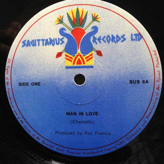 Image of Front Cover of 12" - /VG - THE CHANTELLS, Man In Love / Natty Supper (Sagittarius Records Ltd; SUS 6, UK 1979, Plain Sleeve), Strong VG, light surface marks only.,  - 2746094S