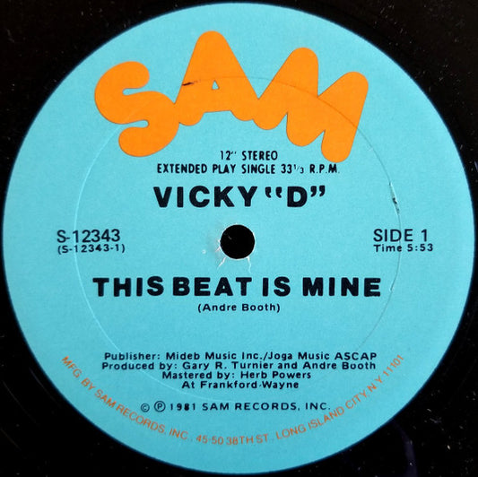 Image of Front Cover of 12" - VG/VG+ - VICKY D, This Beat Is Mine (Sam; 12343, US 1981, Die Cut Company Sleeve), ,  - 2246066S