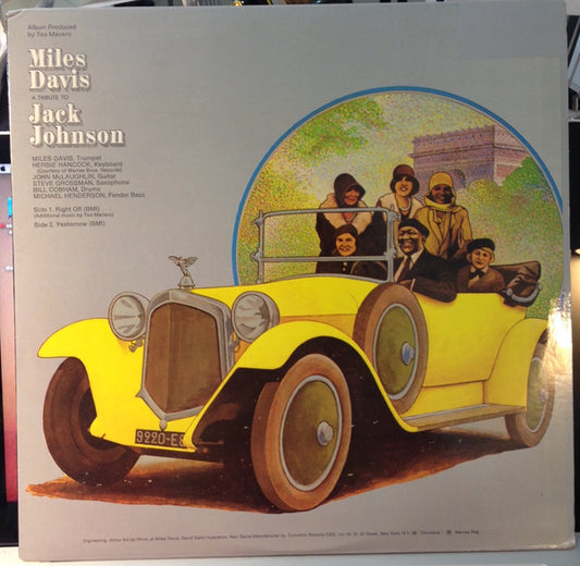 Image of Front Cover of 4814035C: LP - MILES DAVIS, A Tribute To Jack Johnson (Columbia; PC 30455, US 1990s Reissue, Picture Sleeve) Shelf/ring wear to sleeve. A few light marks to disc.  VG/VG+