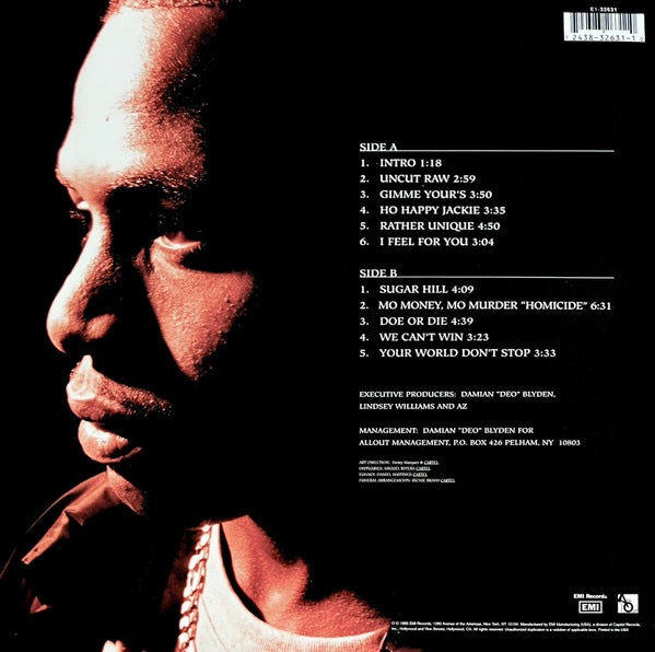 Image of Back Cover of LP - VG/VG - AZ, Doe Or Die (EMI; E1-32631, US 1995, No Insert), Disc has some light marks/scuffs but plays well. Edge wear and a few corner bumps to sleeve. Solid copy overall!,  - 3116464C
