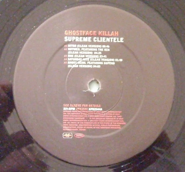 Image of Label Cover of 2xLP - G+/VG - GHOSTFACE KILLAH, Supreme Clientele  (Clean Album Sampler) (Epic; XPR2544, UK 2000, Promo Only, Picture Sleeve), ,  - 3826122E