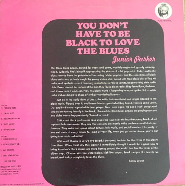 Image of Back Cover of LP - VG/EX - JUNIOR PARKER, You Don't Have To Be Black To Love The Blues (People; PLEO 4, UK 1974 Reissue), ,  - 2926140E