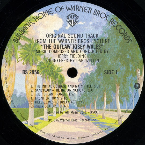 Image of Label Cover of LP - VG/VG - JERRY FIELDING, Outlaw Josey Wales - Original Soundtrack (WB; K56286, UK 1976), Strong VG, Sticker Damage To Sleeve Which Has Been Touched Up With Black Pen,  - 4326107E