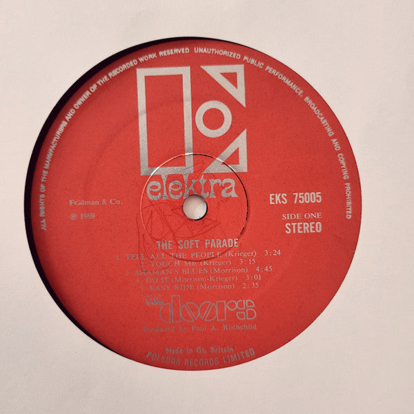 Image of Label Cover of LP - G+/F - THE DOORS, The Soft Parade (Elektra Orange & Silver; EKS 75005, UK 1969, Gatefold, NO Insert, 1st UK pressing), Feelable scratch on side2, hairlines, edge & ring wear, seam split bottom edge,  - 4146151S