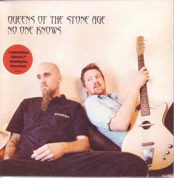 Image of Front Cover of 7" - VG/VG - QUEENS OF THE STONE AGE, No One Knows (Interscope; 497 812 7, UK & Europe 2002, Hype Stickered Picture Sleeve, Limited Edition Grey Opaque Vinyl.), Vinyl has light marks only. Sleeve slightly discolored, plus a small sticker mark.,  - 4216251C