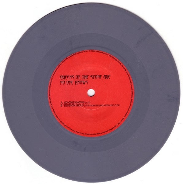 Image of Label Cover of 7" - VG/G - QUEENS OF THE STONE AGE, No One Knows (Interscope; 497 812 7, UK & Europe 2002, Hype Stickered Picture Sleeve, Limited Edition Grey Opaque Vinyl.), Sleeve worn & slightly discolored.,  - 4216254C
