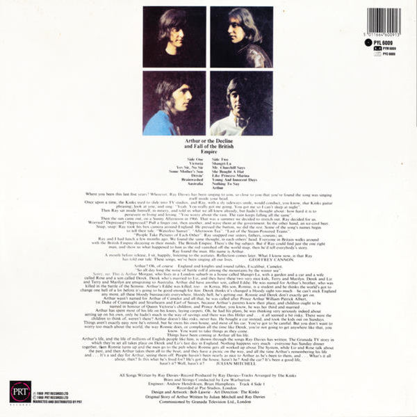 Image of Back Cover of LP - VG/VG - THE KINKS, Arthur (PRT; PYL6009, UK 1987 Reissue, Gatefold), Hairlines, edge wear, spine creases,  - 3746006S