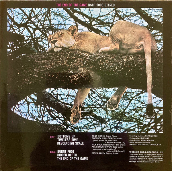 Image of Back Cover of LP - VG/VG - PETER GREEN, End of the Game (Reprise; RSLP9006, UK 1970, Laminated Sleeve), A few light marks, Decent gloss to disc, Laminate creasing,  - 4315268C