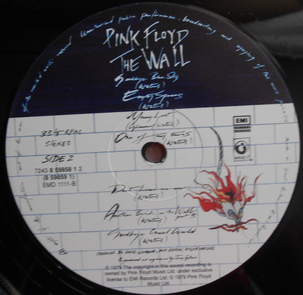 Image of Label Cover of 2xLP - VG/VG - PINK FLOYD, The Wall (EMI; EMD 1111, UK 1997 Reissue, Gatefold Stickered Sleeve, Print, 180 Gram Vinyl), Sleeve a bit Grubby, Print Creased,  - 2726078E