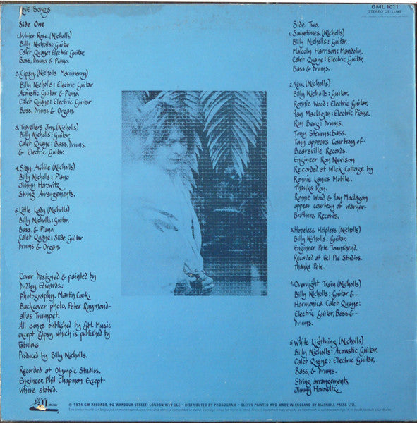 Image of Back Cover of LP - VG/VG - BILLY NICHOLLS, Love Songs (GM; GML1011, UK 1974), Strong VG,  - 5024248E