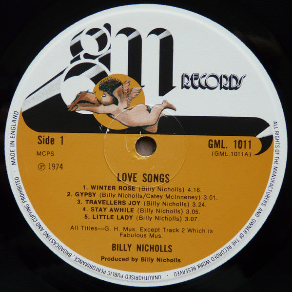 Image of Label Cover of 5024248E: LP - BILLY NICHOLLS, Love Songs (GM; GML1011, UK 1974) Strong VG  VG/VG